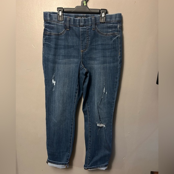 Judy Blue jeans - medium blue distressed pull on style stretch denim - Picture 3 of 12